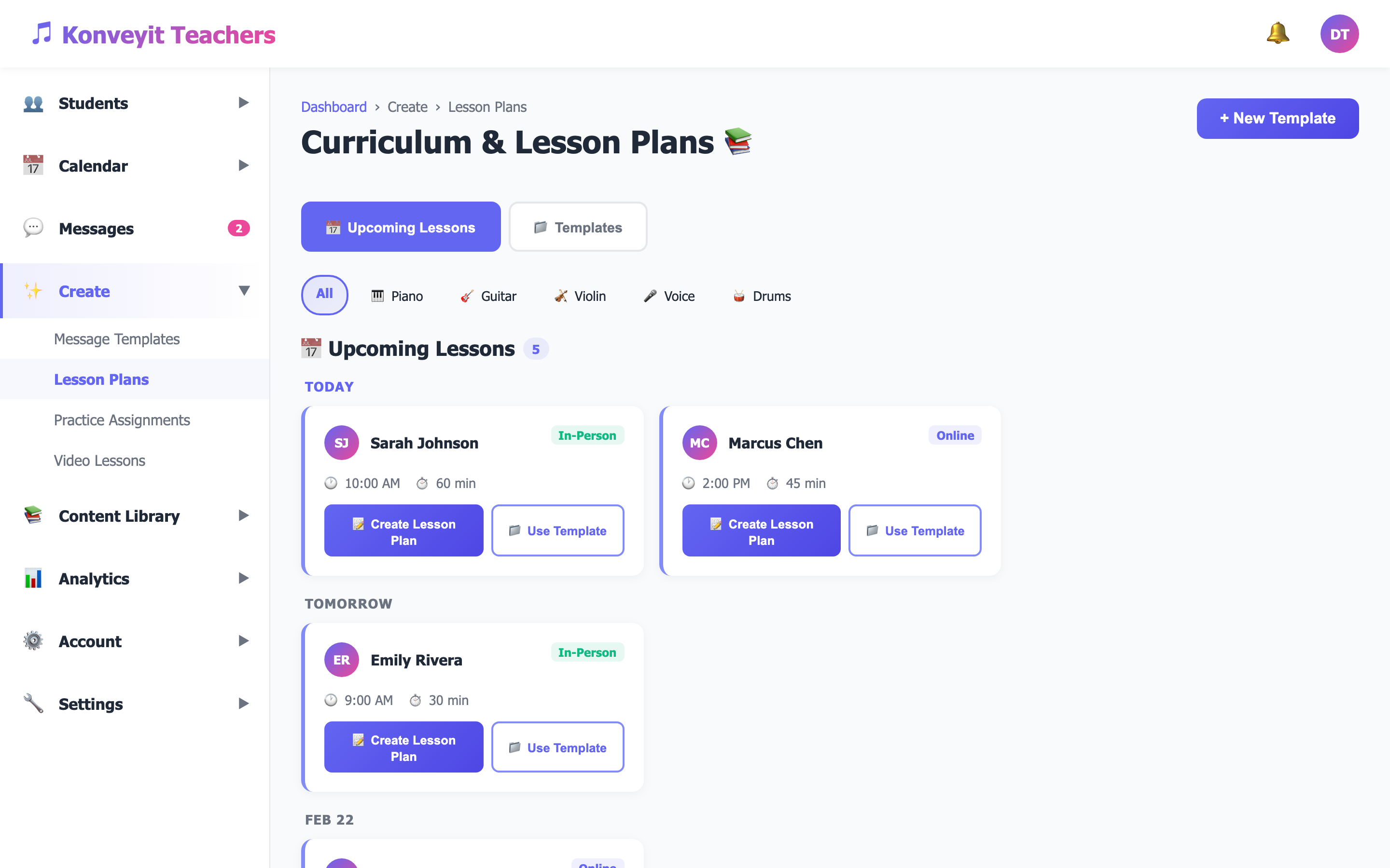 Lesson Plans creation page showing objectives, activities, and attached Content Library resources