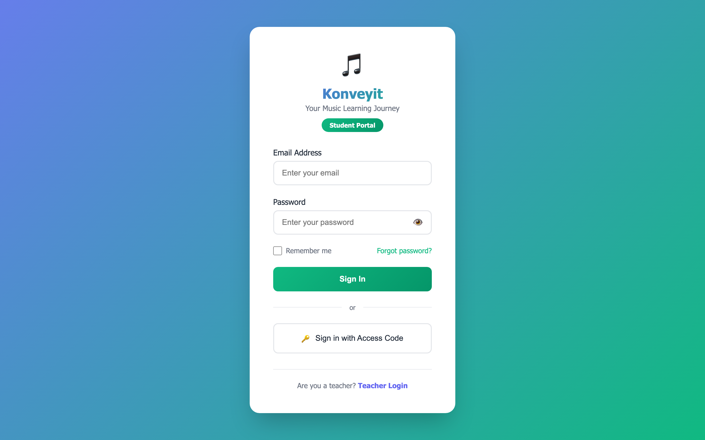 Student login page